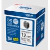 Pack de 5 Cassettes à ruban Brother pour étiqueteuse TZe-231 originale – Noir sur blanc, 12 mm de large