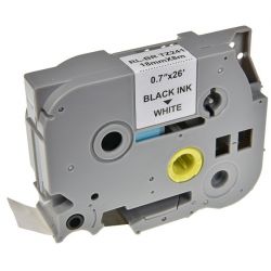  Cassette à ruban générique pour étiqueteuse Brohter Noir sur blanc (TZ-241)  18mm