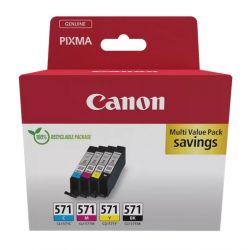 Multipack 4 couleurs(C, M, J, N) Encre Photo (CLI-571) pour Canon Pixma MG 5751 / MG 6850...