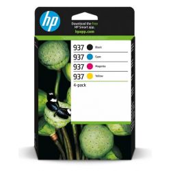 Pack 4 Cartouches Jet d'encre Capacité Standard HP N°937 pour Officejet Pro