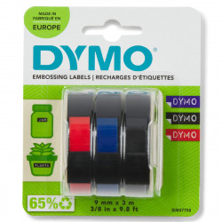 Ruban Encreur Dymo D1  9mm x 3m   Rouge / Bleu / Noir