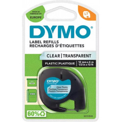 Ruban d'étiquettes en plastique Dymo LT 12mm x 4m noir / transparent pour étiqueteuse 