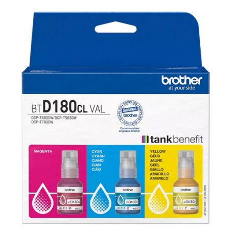 Pack 3 Bouteilles d'encre Couleur Brother pour DCP-T583dw, DCP-T580DW, ...