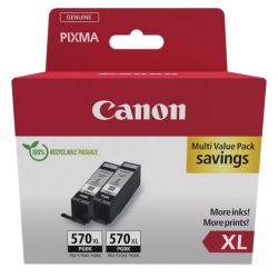 Pack 2 Cartouches d'Encre Noire (PGI-570PGBK XL) Haute capacité pour Canon Pixma MG 5750 / MG 6850...