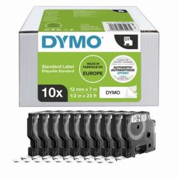 ValuePack 10 Rubans Dymo D1 (S0720530) 12mm x 7m Noir sur Blanc 