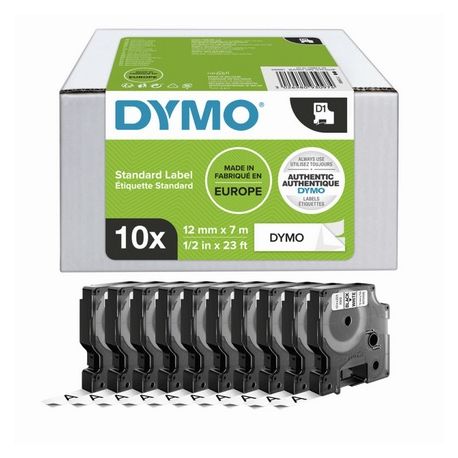 ValuePack 10 Rubans Dymo D1 (S0720530) 12mm x 7m Noir sur Blanc 