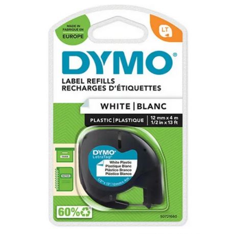 Ruban d'étiquettes en plastique Dymo LT 12mm x 4m noir / blanc pour étiqueteuse 
