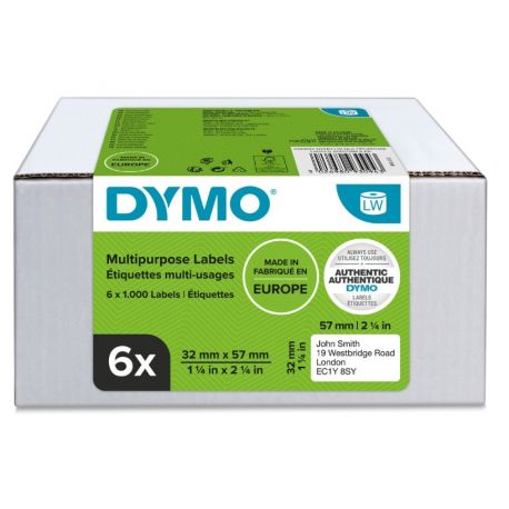 6 x 1000 Etiquettes Multi-usage LW adhesives Dymo 57mm x 32 mm (S0722540) (11354)