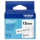 Ruban d'étiquetage adhésif Brother P-Touch, Noir sur blanc, 12 mm de large, non laminé