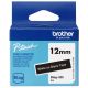 Ruban d'étiquetage adhésif Brother P-Touch, Banc sur noir, 12 mm de large, non laminé