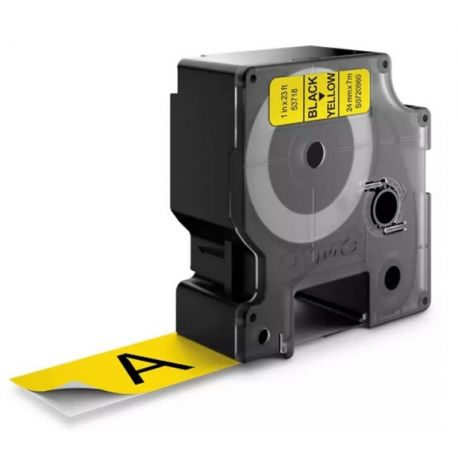 Ruban Dymo D1 (53718) 24mm x 7m Noir sur Jaune pour LabelManager...