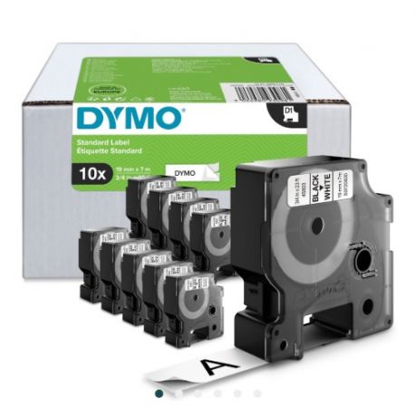 ValuePack 10 Rubans Dymo D1 (S0720830) 19mm x 7m Noir sur Blanc 
