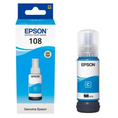 Cartouche Encre Cyan EPSON pour EcoTank L8050, L18050, ...(N°108) 