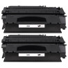 Pack de 2 Toners longue durée générique haute qualité pour HP LaserJet P2015 (53X)
