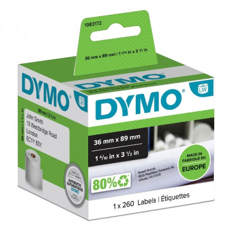 260 Etiquettes d'adresse LW adhesives Dymo 36mm x 89 mm (large format)