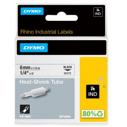 Gaine thermorétractable Dymo IND, 6 mm x 1,5m (noir/jaune) - (S0718260)