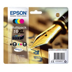 Multipack haute capacité Epson pour WorkForce WF-2010w / WF-2520nf ... (N°16XL - Plume) (C13T16364012)