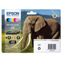 Multipack éléphant de 6 cartouches Epson série 24 pour expresssion photo XP750 / XP850 (C13T24284011)