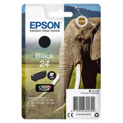 Cartouche noire éléphant Epson série 24 pour expresssion photo XP750 / XP850 (C13T24214012)