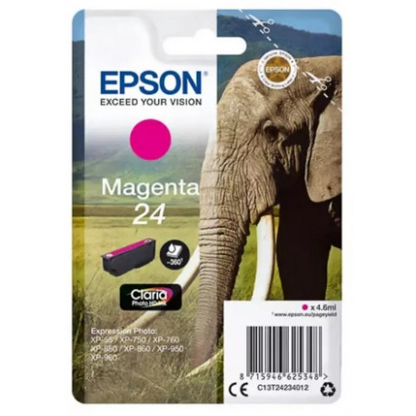 Cartouche magenta éléphant Epson série 24 pour expresssion photo XP750 / XP850 (C13T24234012)