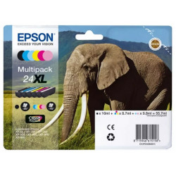 Multipack éléphant de 6 cartouches Epson série 24XL pour expresssion photo XP750 / XP850 (C13T24384011) 