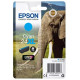 Cartouche cyan XL éléphant Epson série 24XL pour expresssion photo XP750 / XP850 (C13T24324012)