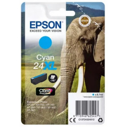 Cartouche cyan XL éléphant Epson série 24XL pour expresssion photo XP750 / XP850 (C13T24324012)