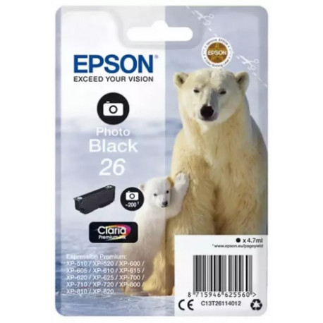 Cartouche noir photo EPSON pour Expression Home XP-600... (N°26) (ours)