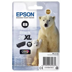Cartouche noire photo haute capacité EPSON pour Expression Home XP-600... (N°26XL) (ours)