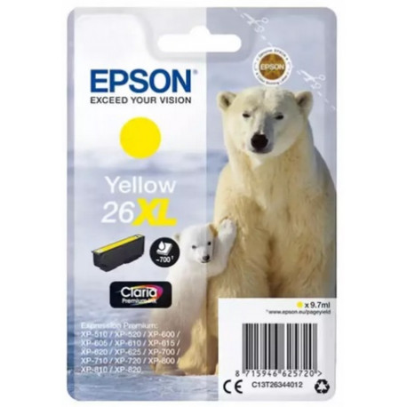 Cartouche jaune haute capacité EPSON pour Expression Home XP-600... (N°26XL) (ours)