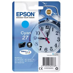 Cartouche d'encre cyan Epson pour WorkForce 3620/ 3640/7620DTWF .. (n°27) (réveil) (C13T27024012)
