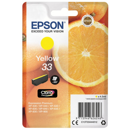 Cartouche Jaune Epson pour Expression Premium XP-630 / XP-830  ... (n°33 - orange) (C13T33444012)