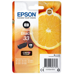 Cartouche Noire photo Epson pour Expression Premium XP-630 / XP-830  ... (n°33 - orange) (C13T33414012)