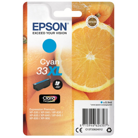 Cartouche Cyan Epson Haute Capacité pour Expression Premium XP-630 / XP-830  ... (n°33XL - orange)