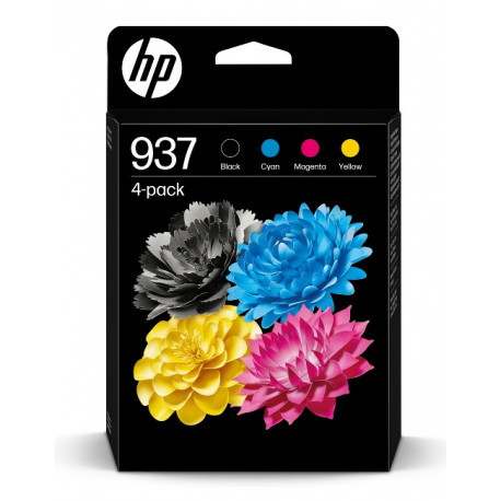 Pack 4 Cartouches Jet d'encre Capacité Standard HP N°937 pour Officejet Pro