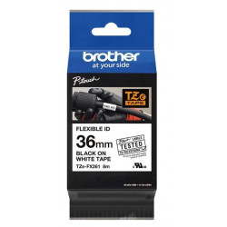  Cassette à ruban Brother pour étiqueteuse Noir sur blanc (TZEFX261)  36mm