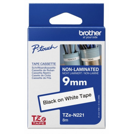 Cassette à ruban Brother pour étiqueteuse Noir sur Blanc (TZEN221) 9 mm