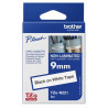 Cassette à ruban Brother pour étiqueteuse Noir sur Blanc (TZEN221) 9 mm