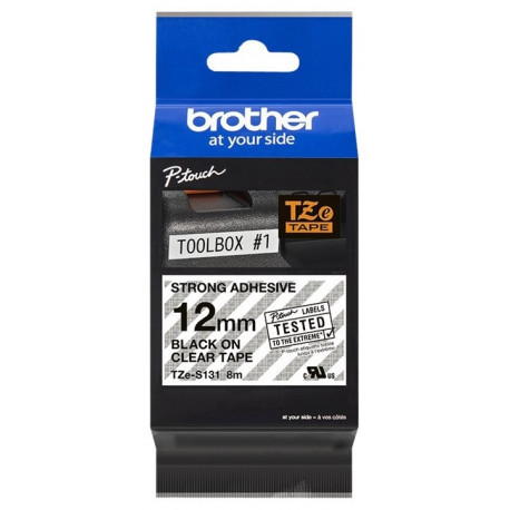 Cassette à ruban Brother pour étiqueteuse TZES131 originale – Noir sur Transparent, 12 mm