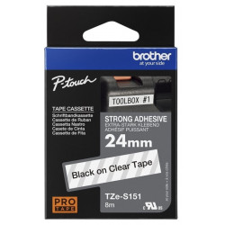 Cassette à ruban Brother pour étiqueteuse TZES151 originale – Noir sur Transparent, 24 mm