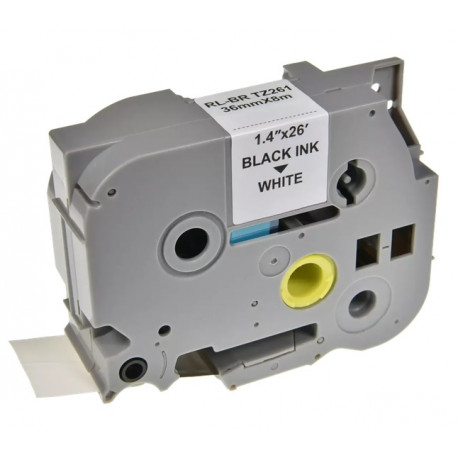 Cassette à ruban Générique pour étiqueteuse Brother TZe-261, noir sur blanc, 36 mm