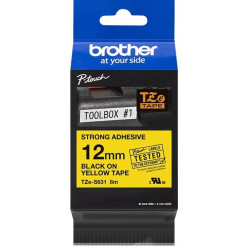 Cassette à ruban Brother pour étiqueteuse TZeS631 originale – Noir sur Jaune, 12 mm