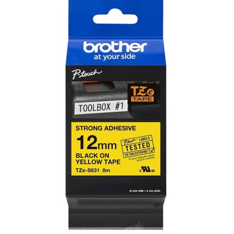 Cassette à ruban Brother pour étiqueteuse TZeS631 originale – Noir sur Jaune, 12 mm