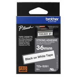 Cassette à ruban Brother pour étiqueteuse TZES261 originale – Noir sur Balnc, 36 mm