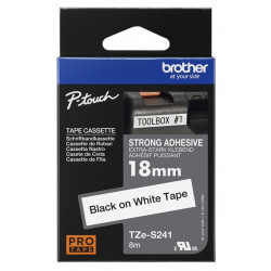 Cassette à ruban Brother pour étiqueteuse TZES241 originale – Noir sur Balnc, 18 mm