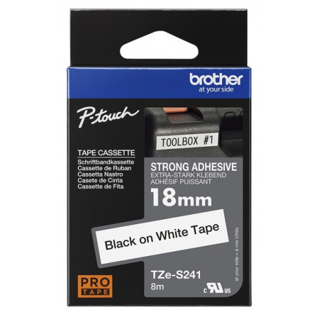Cassette à ruban Brother pour étiqueteuse TZES241 originale – Noir sur Balnc, 18 mm