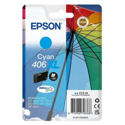 Cartouches d'encre Cyan XL Epson pour WorkForce pro WF-3920, WF-3925, WF-4920, ...(n°406XL) (Parapluie) 