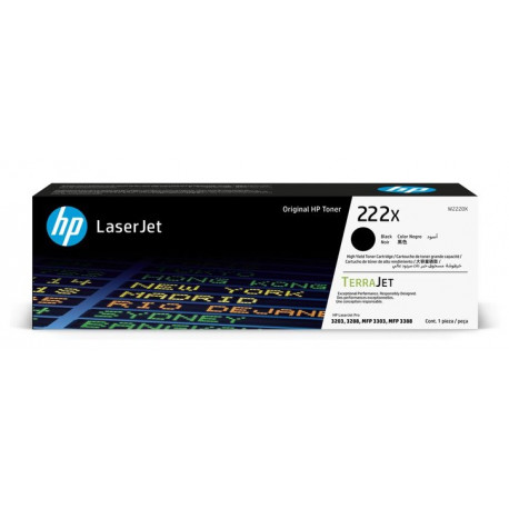 Toner noir Haute Capacité HP pour LaserJet Pro 3302, MFP 3303, ... (222X)