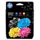 Pack 4 encres HP : 3 Encres (C, M, Y) + 1 noir pour officejet Pro (912)