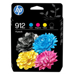 Pack 4 encres HP : 3 Encres (C, M, Y) + 1 noir pour officejet Pro (912)